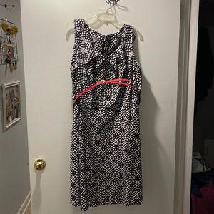 EUC sleeveless cream and navy dress with red belt.navy sweater listed separate